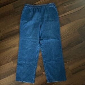 Vintage Dark Wash Denim Elastic Waist Jeans Women's Size 18 Regular Hip Average